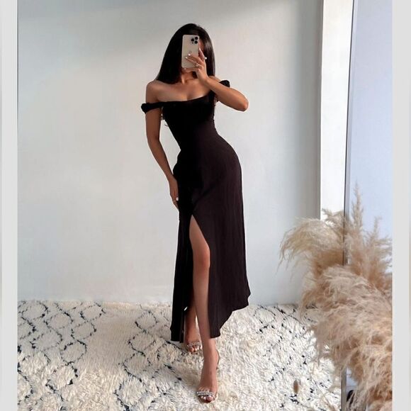 NWT ZARA LINEN BLEND MIDI DRESS SLIT ON THE SIDE - Picture 3 of 11